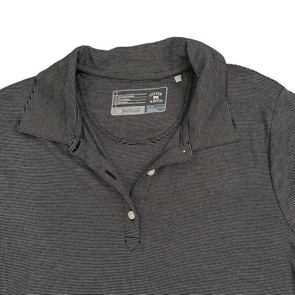 Cutter & Buck Womens Sz M Polo Shirt Gray Striped Moisture Wicking Top - Picture 2 of 9